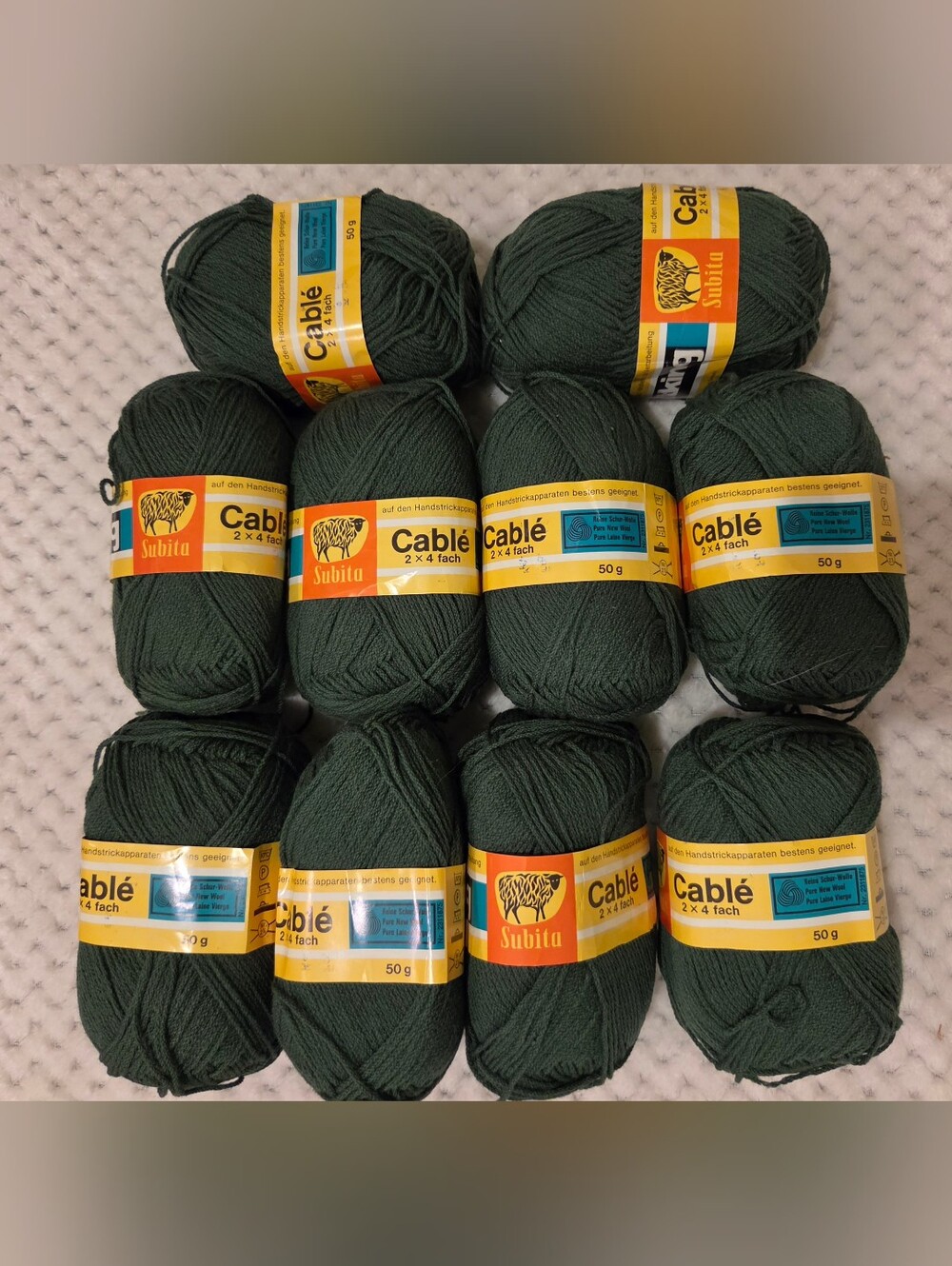 Dark Green Cablé Yarn - By SUBITA 10 Skeins